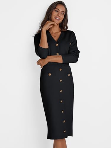 LILLUSORY Womens Lounge Sets 2 Piece Button Down Sweater Dress Two Piece Outfits Winter Spring Clothes Going Out Fall Fahion