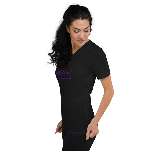 Unisex Short Sleeve V-Neck T-Shirt Purple